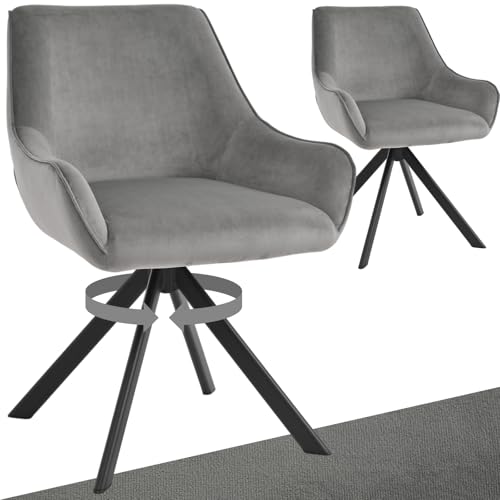 Goeurvant Esszimmerstühle Drehbar 2er Set mit Armlehne – 360°Drehbar Polsterstuhl Samt Modern Drehstuhl Küchenstuhl mit Metallgestell und Rückenlehne für Esszimmer, Wohnzimmer, Büro, Hellgrau Goeurvant Esszimmerstühle Drehbar 2er Set mit Armlehne – 360°Drehbar Polsterstuhl Samt Modern Drehstuhl Küchenstuhl mit Metallgestell und Rückenlehne für Esszimmer, Wohnzimmer, Büro, Hellgrau