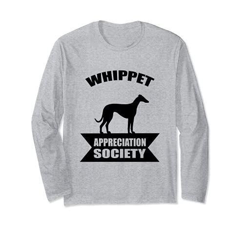 Whippet Dog Long Sleeve T-Shirt, Grey