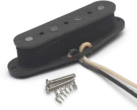 MAXCHEER 4 String Guitar Pickup Alnico 5 Single Coil Vintage Style Precision Bass Pickup for Tele Bass Electric Guitar, 6.8K, 51 P-Bass, Black