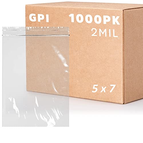 5 x 7 inches, 2Mil Clear Reclosable Zip Bags, case of 1,000 GPI Brand