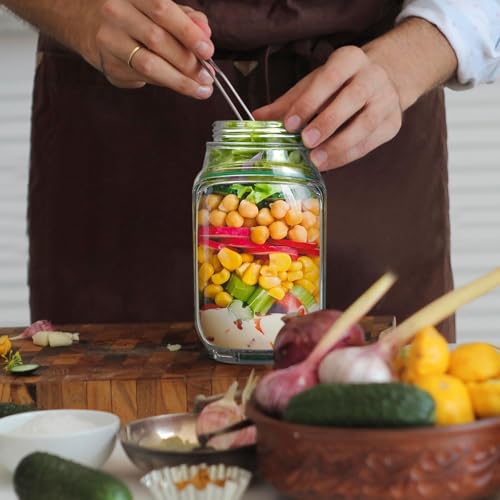 Image of Marve Salad Pod Mason Jar Side Open Portable Salad Container with Leakproof Dressing Compartment | Reusable Salad Bottle Lunch Jar for Meal Prep, Office Lunch, Travel, Camping & Picnic