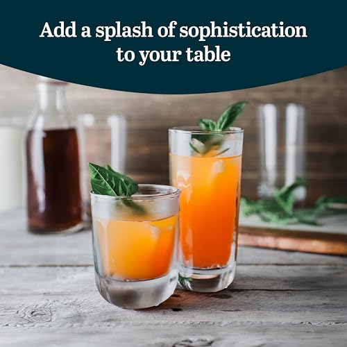 Libbey Polaris Tumbler and Rocks Glass Set, Elegant Drinkware Glasses Set,, Tall Drinking Glasses with Modern Clean Lines, Dishwasher Safe Drinking Glasses Set of 16 - Image 3