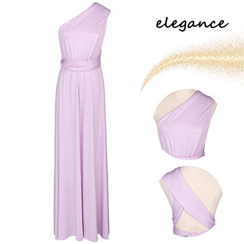 Abendkleid Lang Damen Elegant Rückenfreies Multiway Bandage Wickelkleid Festlich Hochzeitskleid Brautkleid Brautjungfernkleider Cocktailkleid Weihnachten Silvester Partykleid Ballkleid Hellviolett XL 5