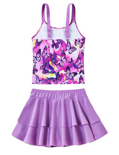 Image of ALISISTER Girls Tankini Swimsuit Two Piece Bathing Suits Summer Beach Swimwear with Shorts for 7-12 Years