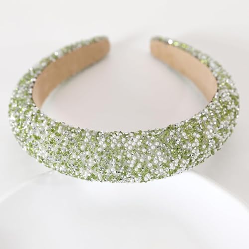 Accessoire coiffure strass cristal diamant argenté et paillettes vert - 4
