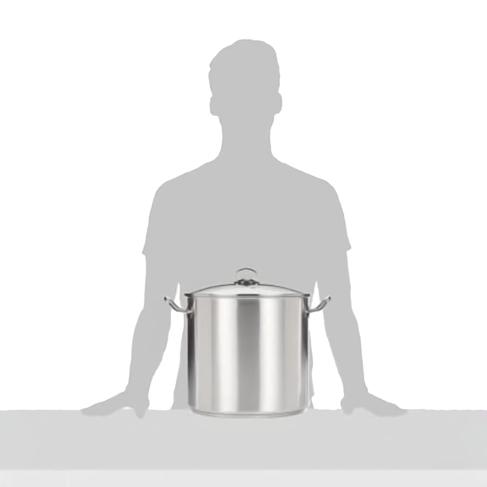 GSW Grande marmite professionnelle – grand pot XXL pour soupe, pâtes et ragoût, idéale pour les familles et la gastronomie – Acier inoxydable, 30 cm, 20 litres