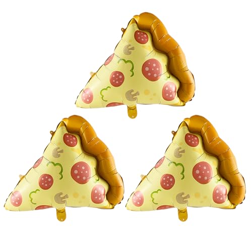 Image of 3pcs Pizza Balloons, 23 inch Sausage Pizza Slices Foil Balloon for Pizza Birthday Party Supplies Baby Shower Funny Party Decoration