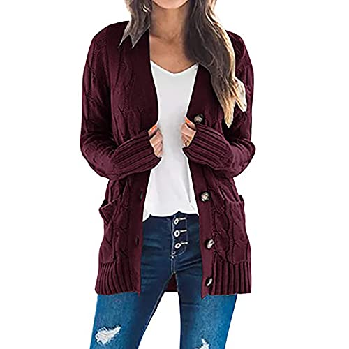 Cardigan Sweaters for Women Trendy Cable Knit Cardigans Button Down Open Front Chunky Sweaters Fall Fashion 20252