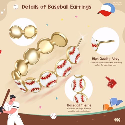 Baseball Earrings for Women Game Day Hoop Earrings for Game Day Baseball, Basketball, Football Fan Jewelry Outfit Accessories Party Gift Ideas
