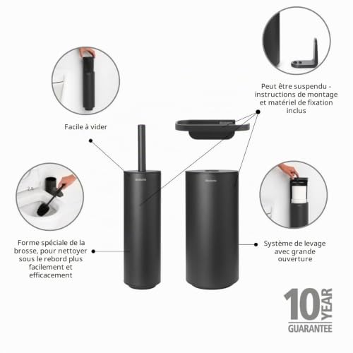 Brabantia - Mindset -Lot de 3 Accessoires de Toilette - Brosse de Toilettes et Support, Porte-Rouleau de Papier hygiénique et Distributeur de Papier hygiénique – vue 2