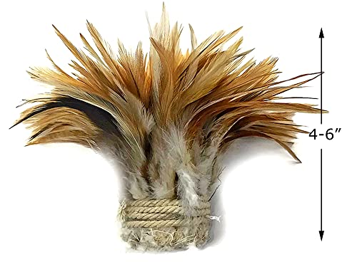 4 Inch Strip - 4-6" Natural Red Mix Strung Chinese Rooster Saddle Feathers Halloween Fly Tying Craft Supply | Moonlight Feather #TOP4