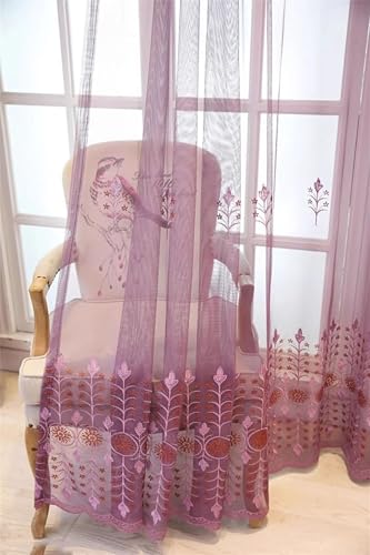 Cortinas de encaje morado oscuro con caída elegante de poliéster para estancias selectas 7