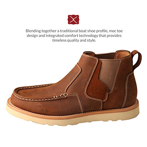 Twisted X Men's Double Gore Wedge Sole Boots Oil Saddled Leather 10.5M #TOP2