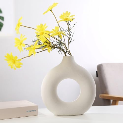 8'' Doughnut Ceramic Vase Flower Vase Minimalism Style for