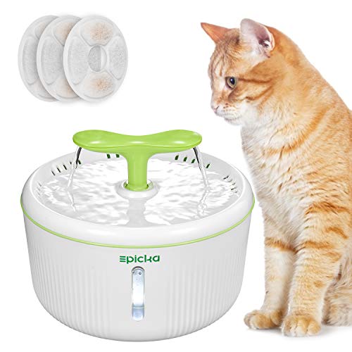 EPICKA Sprout Pet Fountain, 2L/67oz Cat Water Fountain with LED Indicator, Quiet Pump and 3 Triple-Action Filters, BPA-Free Automatic Dog Water Dispenser (Green)