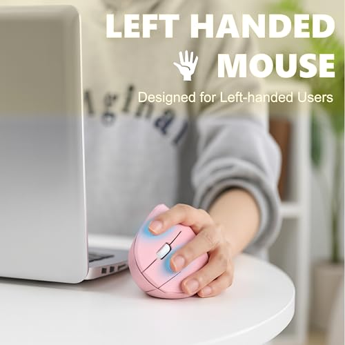 Urby Left Handed Mouse, Vertical Left Handed Ergonomic Wireless Mouse, Ideal for Lefty Users, Gaming & Office Use, Compa