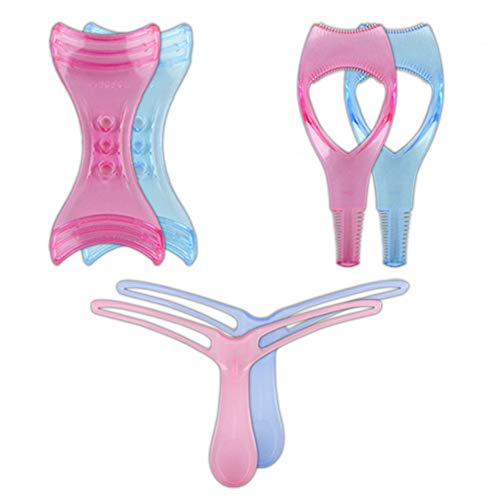 6pcs Pink and Blue Eyelash Makeup Tool Eye Lash Mascara Guard Applicator Eyebrow Drawing Template Eyeliner Card Makeup Grooming Templates DIY Beauty Accessories