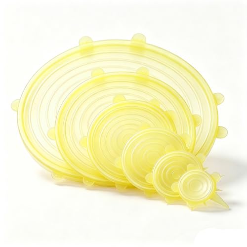 6 pcs Silicone Stretch lids set(6 Sizes,yellow)