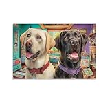 Ecologico e Sicuro: adotta impermeabile ed ecologico canvas, stampa su tela. Può pulire direttamente Labrador Retriever Labrador color cioccolato e cane nero dipinti ad olio su tela con ascuigamano bagnato senza sapore della pittura all’olio, più sicuro.
