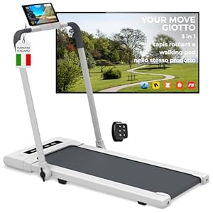 YM 3-in-1 loopband, elektrisch, 11 cm dik, model: ArtGo Giotto, stil, Bluetooth App Kinomap ZWIFT BITGYM, afstandsbediening met klok, 6 programma’s, licht, ruimtebesparend, piekvermogen 3 pk, Your