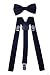 WDSKY Men's Suspenders with Clips Mens Tuxedo Suspenders Bowtie Black Solid