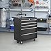 5-Drawer Rolling Tool Chest Cabinet, Tool Storage Organizer Cart with Wheels, Locking System and Drawer Liners, Portable Toolbox for Garage, Workshop, Mechanics, Home, Black