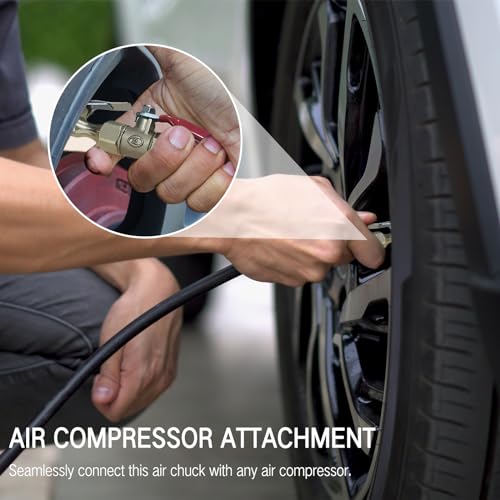 TECHPLUS Air Blow Gun Nozzle - Tire Inflation Tire Inflator Chuck - Ideal Air Compressor Attachment for Car, Motorcycle, and Farm Vehicle Tires (2) - Thumbnail 4