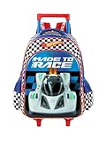 Mochila Rodinha Escolar Infantil Hot Wheels com alça by Luxcel ref 41506 (AZUL)