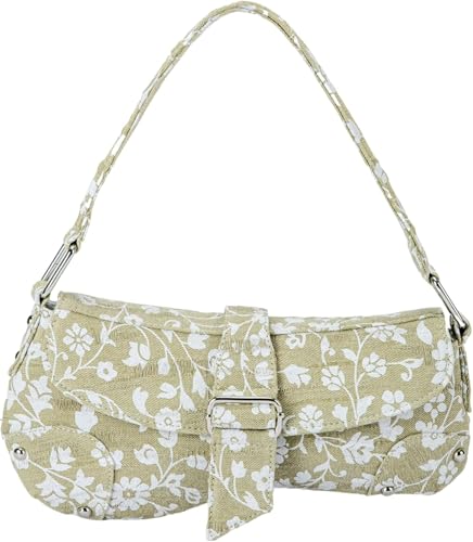 Hesaco Vintage Floral Purse Asymmetrical Cute Small Shoulder Bag Y2k