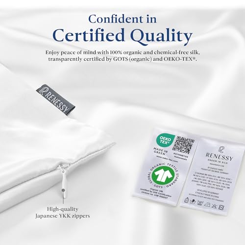 Premium Silk Pillowcase 100% Organic Mulberry Silk, 22 Momme, Grade 6A - Oeko-Tex Certified in Germany - Luxury for Hair & Skin, 1 Piece (Standard Size 20x26 Inches, Black)