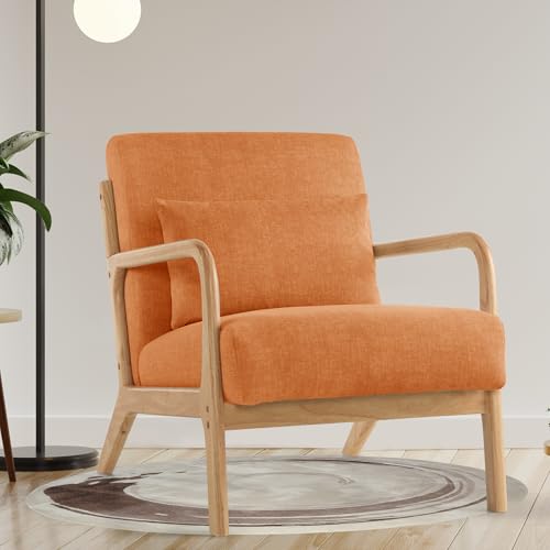 Aunekiv Fauteuil Salon Canapé d‘Angle avec Coussin,Fauteuil Confortable à Accoudoirs et Structure Bois,Fauteuil de Détente Style Moderne pour Salon,Chambre et...