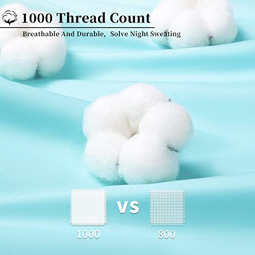 Image of 100% Egyptian Cotton Sheets California King Size,1000 Thread Count Luxury Heavy Bed Sheets Set,Very Smooth Soft with 18 inch Deep Pocket Sheets 4 Pc Set (Seafoam, California King)