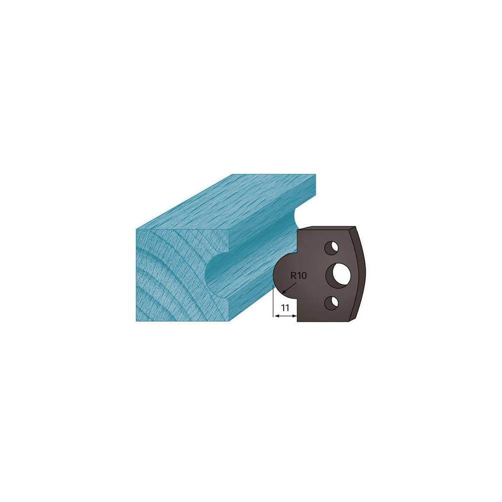 Jeu de 2 contre-fers profilés Ht. 38 x 4 mm gueule de loup A14 pour porte-outils de toupie - Diamwood Platinum