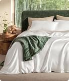 Bedsure 100% Organically Grown Bamboo Viscose Duvet Cover Set King Size | Cooling Bedding Set for Hot Sleepers | PureWoven Luxury Silky Soft | No Insert | 2 Pillow Shams (White, 104'x90')