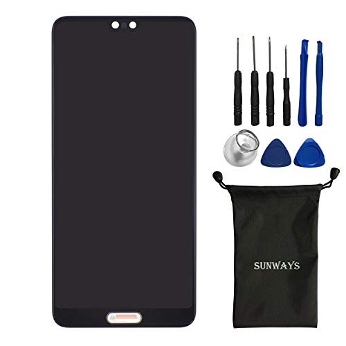 Sunways LCD Touch Display Screen Assembly with Adhesive Replacement for Huawei P20 EML-L29C EML-L09C EML-AL00 EML-TL00 EML-L29 EML-L09 Black