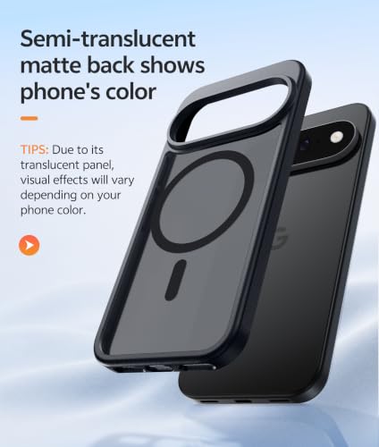 Image of FNTCASE for Google Pixel 11 Pro XL Case, Fit for Magsafe, Screen Protector | Translucent Matte Magnetic Back, 14FT Military Grade Drop Protection, Shockproof Protective Phone Cover, Black