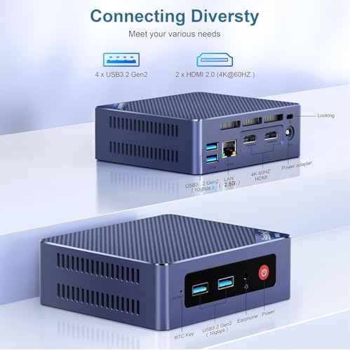 Image of Beelink Mini PC Intel 12th N95(Up to 3.4GHz), 8GB DDR4 256GB SSD, Micro PC 4K Dual HDMI Display /2.5Gbps LAN /WiFi5 /BT4.2 /USB3.2 /WOL Home /Office Mini Computer