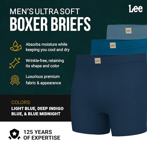 Lee Mens Boxer Briefs - Soft Cooling Mens Underwear, Moisture Wicking Breathable, Mutipack2