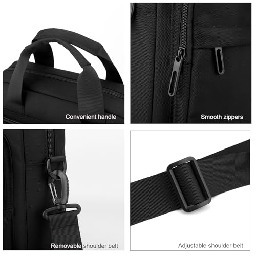 Laptop Bag 14 Inch Briefcase for Men Women Waterproof Nylon Lightweight Compact, Shoulder Messenger Handbag for Business Office Work Travel College Black4
