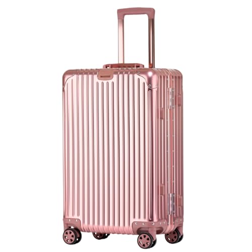 Image of PYB Autograph - Premium Full Aluminium Trolley Bags for Travel, Zipless Cabin Suitcase with TSA Lock, Noiseless 360 Rotating 8 Wheels, Compression Pads and Divider (Pink)