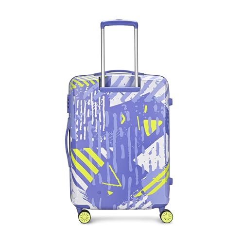 Image of Skybags Wanderlust Check-in Trolley Bag 68cm | Medium | Hard Luggage | Printed 8-Wheel Suitcase | TSA Lock with Anti-Theft Zipper | Polycarbonate | 3 Years International Warranty - Unisex (Blue-Lime)