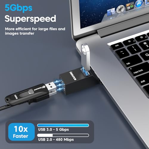 Image of Sounce 180 HB USB Hub 3-Port USB 3.0 High-Speed Hub Ultra-Fast 5Gbps Data Transfer Lightweight, Compact, Multi-OS Compatible Plug & Play for Laptops, PCs, Mac, and More - (Black)
