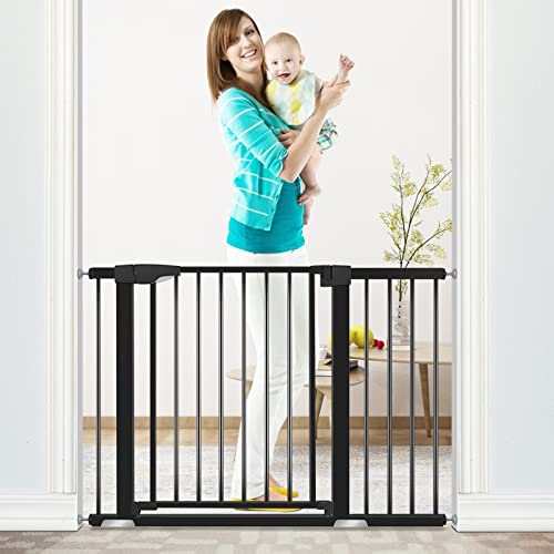 Alvod Baby Gate For Stairs, 40.55''-46'' & 29.53''-35'' Wide Auto Close Indoor Dog Gates For Doorways, 30" Tall Easy Walk Through Baby Safety Gate Includes 2.75" 11" Extensions #TOP6