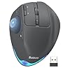 Ratón de trackball inalámbrico, ergonómico Bluetooth recargable para computadora, mouse retroiluminado con pulgar enrollable con 5 niveles DPI, ángulo ajustable, conexión de 3 dispositivos para PC