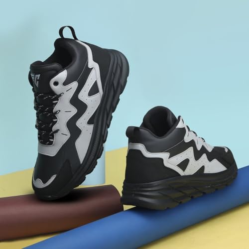 Image of FIELD CARE Casual Athletic Sneakers, Chunky Platform Design, Colour Block, Lace-up Hi-Top Gym Sports Shoes Shock Absorbing Cushioned Insole Stylish Sneakers