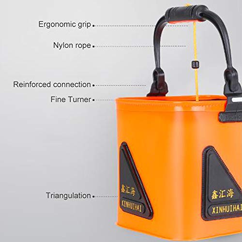 BIGBIGFAMILY Balde de Peixe Vivo, Balde Dobrável, Resistente, Impermeável, Caminhada, Acessórios de