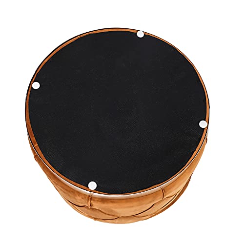 Adeco Round Storage Ottoman, Velvet Button Tufted Upholstered Bench With Removable Lid, Coffee Table Footrest Stool Seat For Living Room Bedroom Entryway (Orange) #TOP4