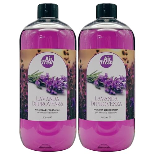 2x Ricarica Per Diffusore a Bastoncini, Disponibile In Diverse Fragranze Corpose Ed Avvolgenti. Ideale Per Profumare Tutti Gli Ambienti 500ml (LAVANDA DI PROVENZA)