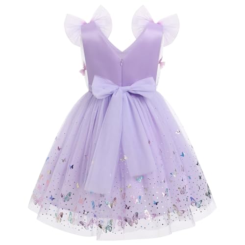 Image of IMEKIS Toddler Kids Girls Butterfly Dress Sparkle Sequins Tulle Wedding Formal Birthday Dresses 2-10T