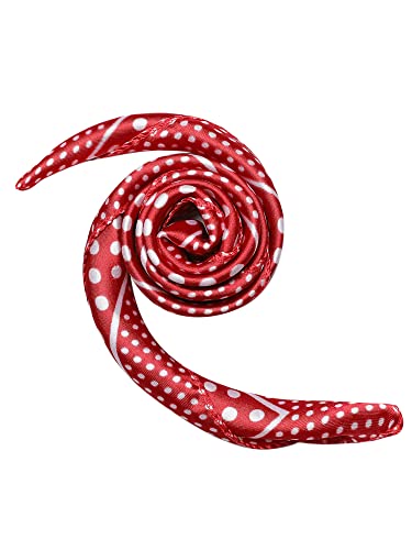 Allegra K 2Pcs 50cm Women Satin Printed Square Kerchief Hair Wrap Neck Scarf 50 * 50cm/19.69 * 19.69"(L*W) Red Dots&Red Dots 6